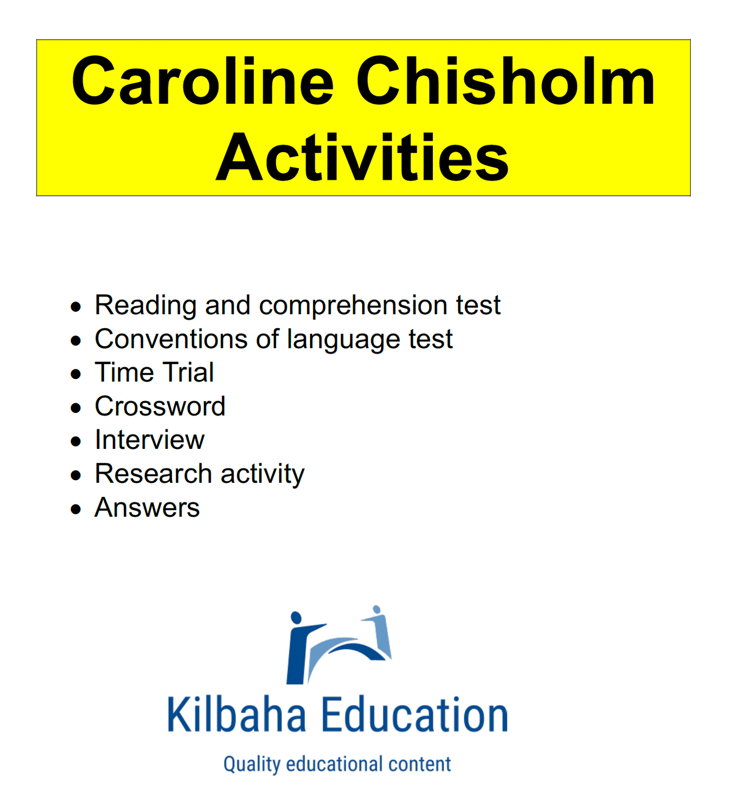 Caroline Chisholm: A Short Biography with Student Activities