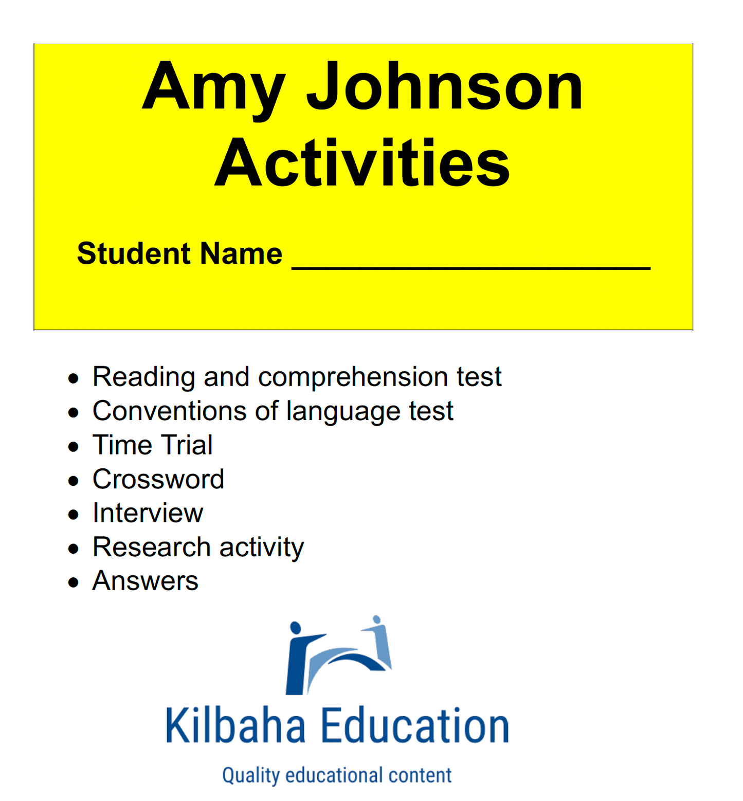 Amy Johnson: A Short Biography with Student Activities
