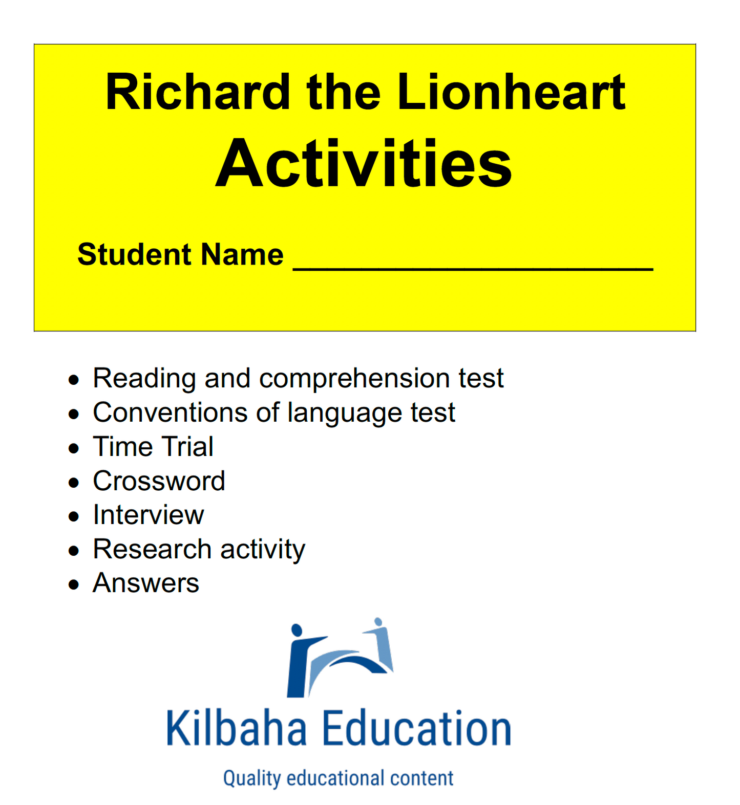 Richard the Lionheart: A Short Biography with Student Activities