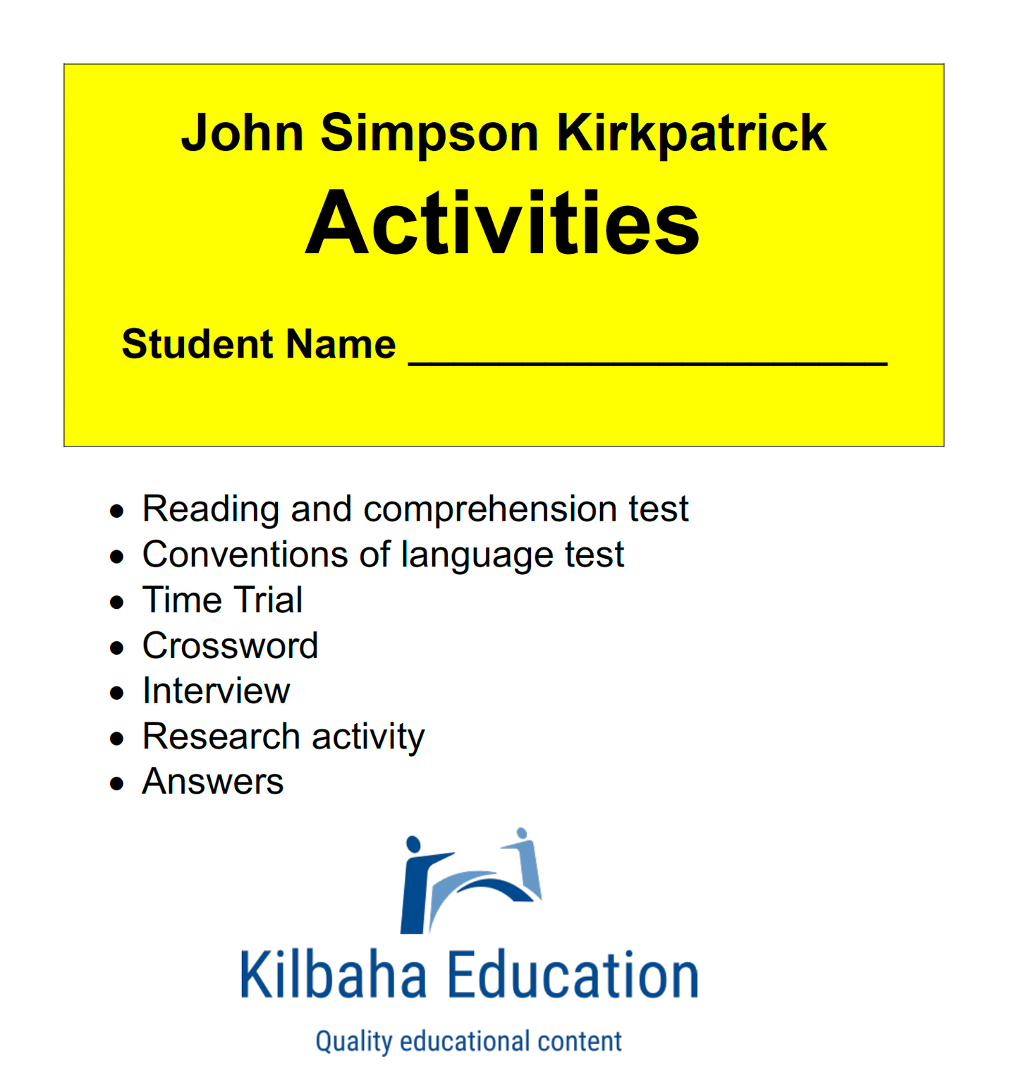 John Simpson Kirkpatrick: A Short Biography with Student Activities