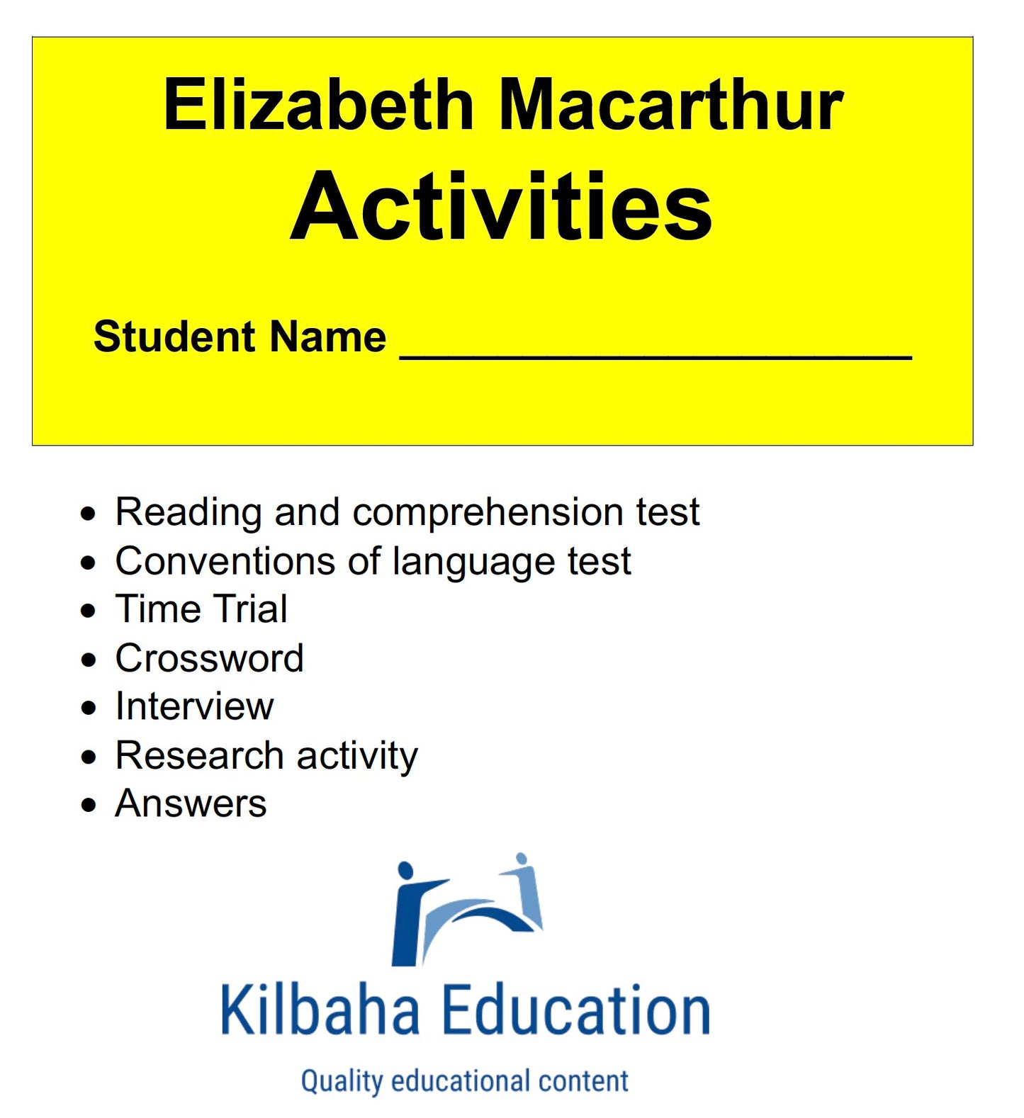 Elizabeth Macarthur: A Short Biography with Student Activities