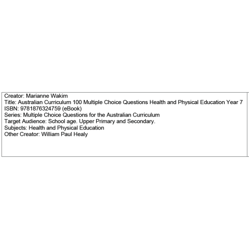 Multiple choice questions - Health and Physical Education Year 7