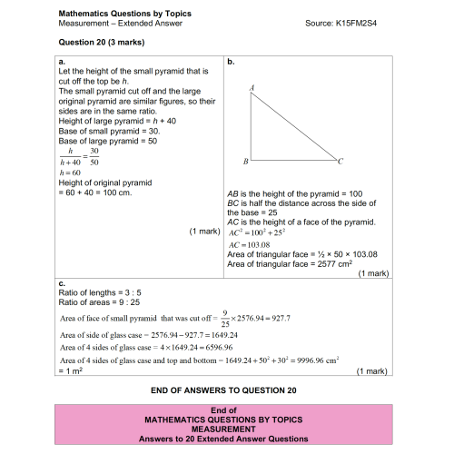 MQBT10 - Measurement - 20 Extended Answer Questions