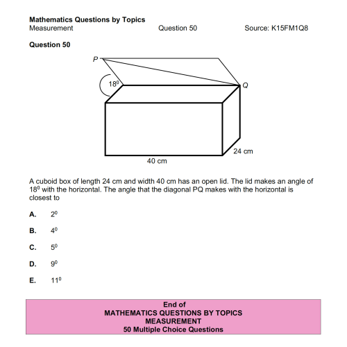 MQBT10 - Measurement - 50 Multiple Choice Questions