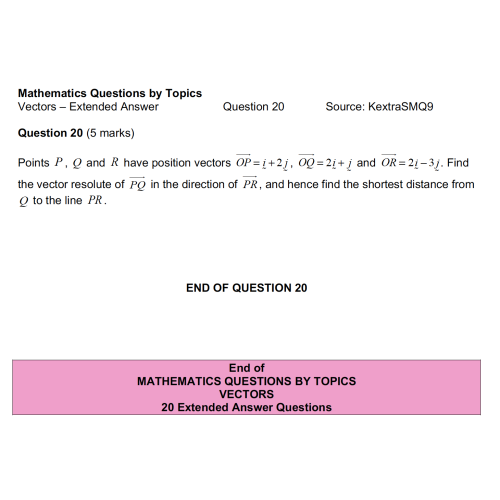 MQBT13 - Vectors - 20 Extended Answer Questions