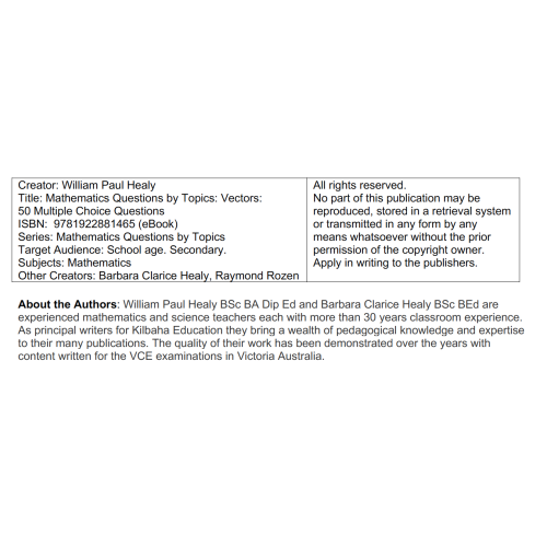 MQBT13 - Vectors - 50 Multiple Choice Questions