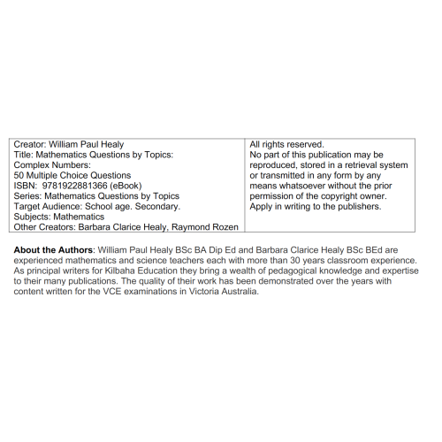 MQBT2 - Complex Numbers - 50 Multiple Choice Questions