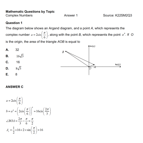 MQBT2 - Complex Numbers - 50 Multiple Choice Questions