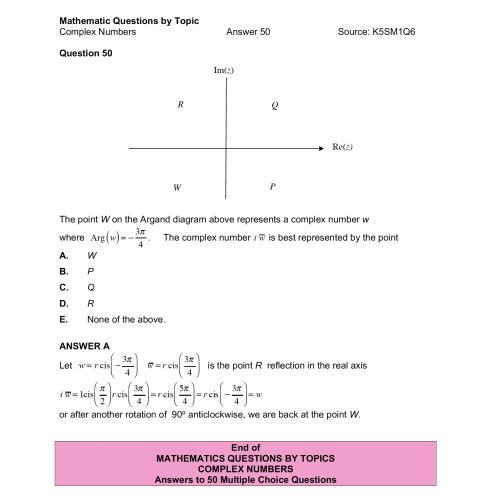 MQBT2 - Complex Numbers - 50 Multiple Choice Questions