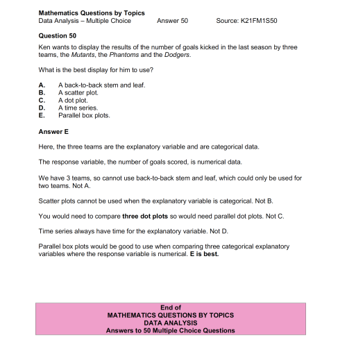 MQBT3 - Data Analysis - 50 Multiple Choice Questions