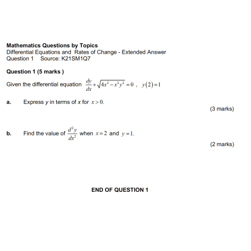 MQBT4 - Differential Equations - 20 Extended Answer Questions