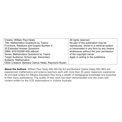 MQBT7 - Functions and Relations 2 - 20 Extended Answer Questions