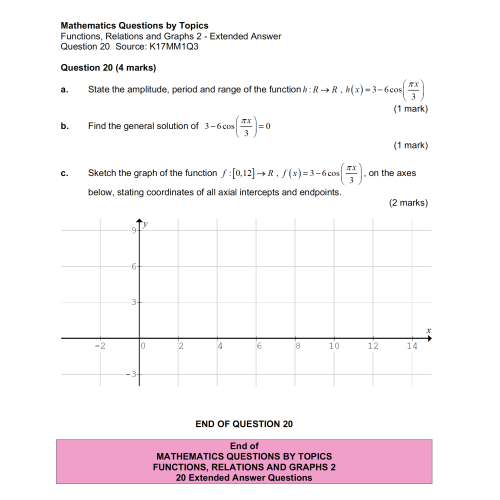 MQBT7 - Functions and Relations 2 - 20 Extended Answer Questions