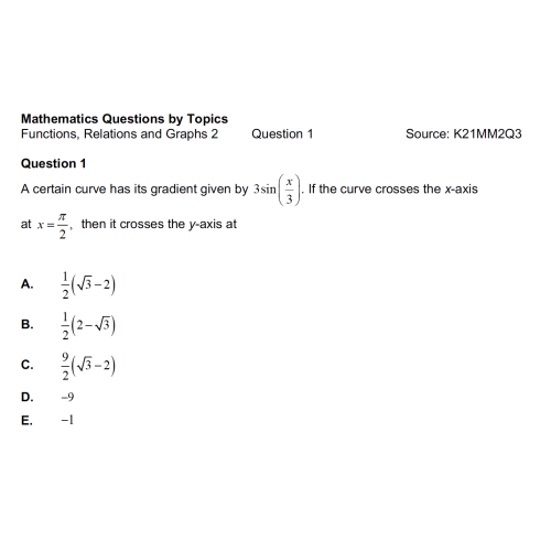 MQBT7 - Functions and Relations 2 - 50 Multiple Choice Questions