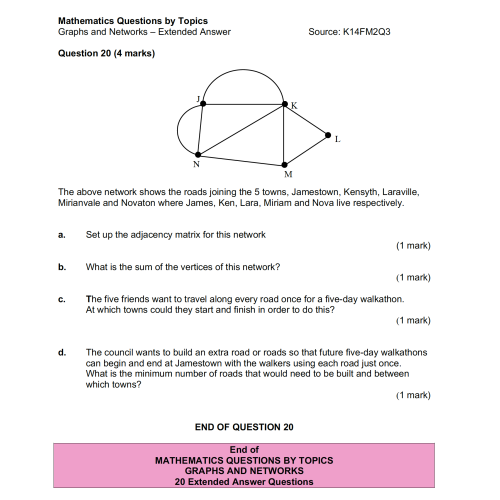 MQBT8 - Graphs and Networks - 20 Extended Answer Questions