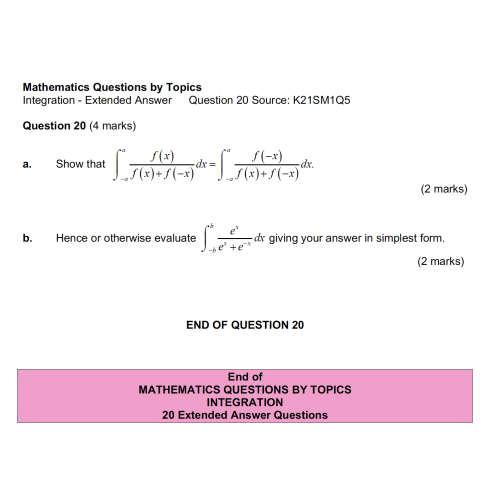 MQBT9 - Integration - 20 Extended Answer Questions Brand: Kilbaha Education