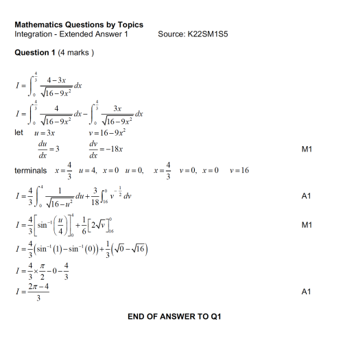 MQBT9 - Integration - 20 Extended Answer Questions Brand: Kilbaha Education