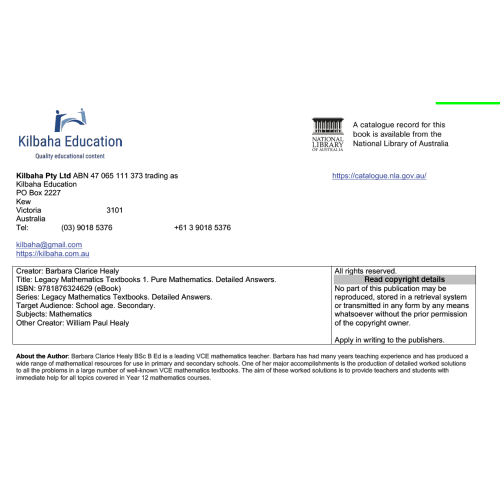 Legacy Pure Mathematics - Detailed Answers